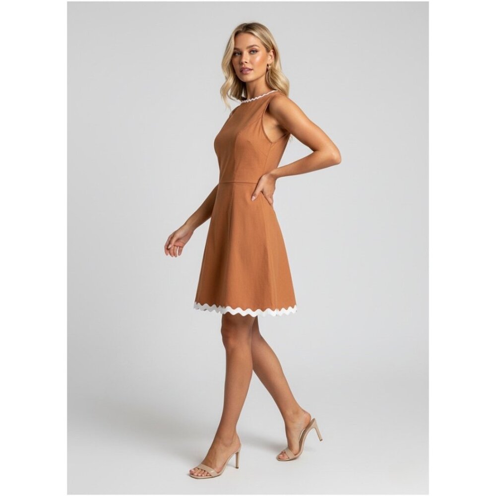 Contrast Color Wave Pattern A-Line Dress Sleeveless Dress